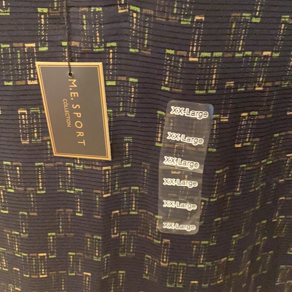 NWT M.E. Sport Collection Size XXL Short Sleeve Polo Navy Gold Green Brown - Picture 3 of 11